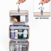 OlarHike Travel Toiletry Hanging Bag Waterproof Leather Bags, Makeup, Toiletries, Jewelry, Travel Essentials 3 in 1 Packing Organizers, Cosmetic Travel-Sized Container, Large Capacity for Women (Pink) - Image 3