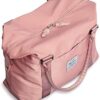 Womens travel bags, weekender carry on for women, sports Gym Bag, workout duffel bag, overnight shoulder Bag fit 15.6 inch Laptop Pink Large