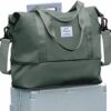 Travel Bag,Waterproof Duffel Gym Tote Bag,Weekender Carry On Overnight Bags for Women with Trolley Sleeve Wet Pocket,Travel Duffel Bags Hospital Bag,Green