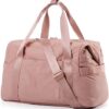 BAGSMART Gym Bag for Women, Carry on Weekender Overnight Bag, Travel Duffel Bags with Trolley Sleeve, Personal Item Travel Bag Tote Bag Workout Dance Bag, Dark Pink