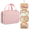 HOTOR Travel Toiletry Bag for Women with Hanging Hook - Portable Cosmetic Case, Toiletry Bag for Traveling Women, Waterproof Travel Essentials, Pink