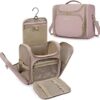 BAGSMART Toiletry Bag, Travel Toiletry Bag for Women, Water-resistant Cosmetic Makeup Bag, Large Capacity Door Room Essentials Travel Organizer for Full Sized Toiletries and Cosmetics, Pink