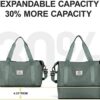 Travel Bag,Waterproof Duffel Gym Tote Bag,Weekender Carry On Overnight Bags for Women with Trolley Sleeve Wet Pocket,Travel Duffel Bags Hospital Bag,Green - Image 5