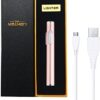 Usb Mini Lighters Electronic Rechargeable Windproof Flameless Cigarette Plasma Lighter (Rose Gold) - Image 8