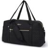 Travel Duffle Bag, BAGSMART 31L Quilted Weekender Overnight Bag for Women with Laptop Compartment, Large Carry On Airport Bag with Wet Pocket & Shoe Bag for Business Trips, Sports(Black)