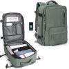 Large Travel Backpack Women, Carry On Casual Daypack,Waterproof Outdoor Sports Rucksack Fit 14 Inch Laptop with USB Charging Port Shoes Compartment for Hiking, Green - Image 8