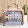 OlarHike Travel Toiletry Hanging Bag Waterproof Leather Bags, Makeup, Toiletries, Jewelry, Travel Essentials 3 in 1 Packing Organizers, Cosmetic Travel-Sized Container, Large Capacity for Women (Pink) - Image 6