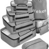 Veken 8 Set Packing Cubes for Suitcases, Travel Bag Organizers for Carry on Luggage, Suitcase Organizer Bags Set for Travel Essentials Travel Accessories in 4 Sizes(Extra Large, Large, Medium, Small)