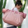 BAGSMART Gym Bag for Women, Carry on Weekender Overnight Bag, Travel Duffel Bags with Trolley Sleeve, Personal Item Travel Bag Tote Bag Workout Dance Bag, Dark Pink - Image 2