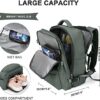 Large Travel Backpack Women, Carry On Casual Daypack,Waterproof Outdoor Sports Rucksack Fit 14 Inch Laptop with USB Charging Port Shoes Compartment for Hiking, Green - Image 2