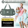 Travel Bag,Waterproof Duffel Gym Tote Bag,Weekender Carry On Overnight Bags for Women with Trolley Sleeve Wet Pocket,Travel Duffel Bags Hospital Bag,Green - Image 2